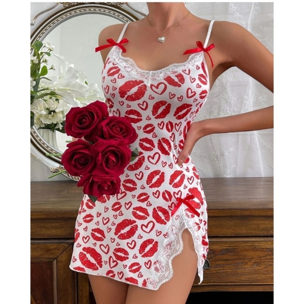 Womens Lingerie Sexy Lace Babydoll V Neck Sleepwear Nightgowns for Women Chemise